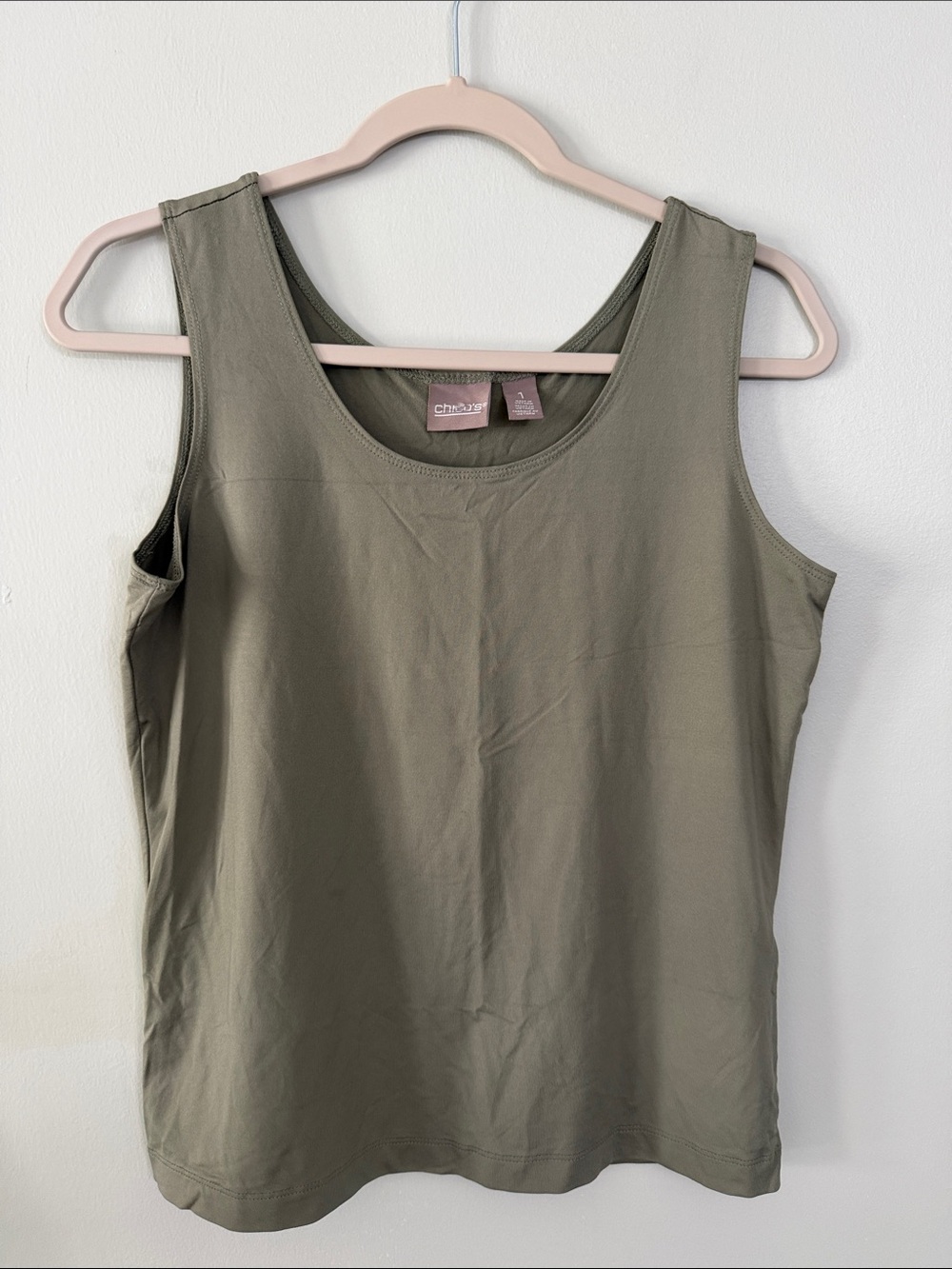 Chico's Olive Scoop Neck Stretch Tank